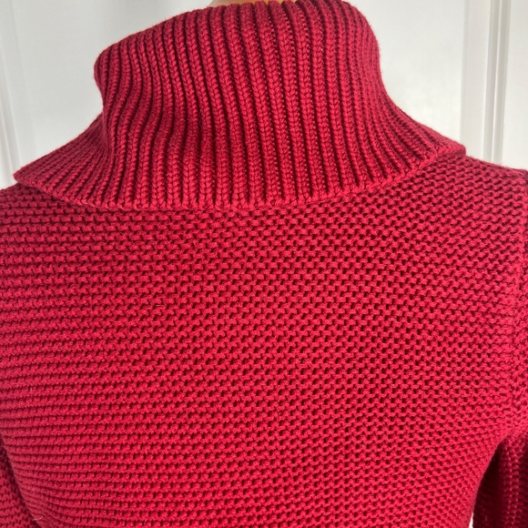 Talbots, Size MP. Red, Wide Collar, V Neck, Long Sleeve Sweater - Picture 8 of 12